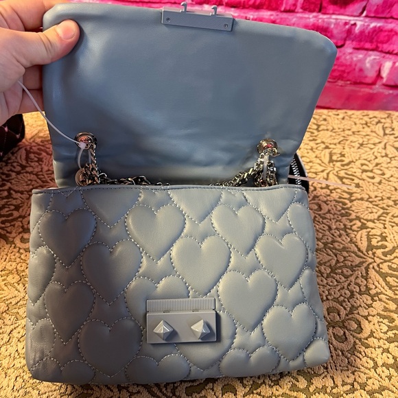 Brand New Betsey Johnson Crossbody Bag in Blue Heart‎ Design with attached Pouch - Picture 4 of 9